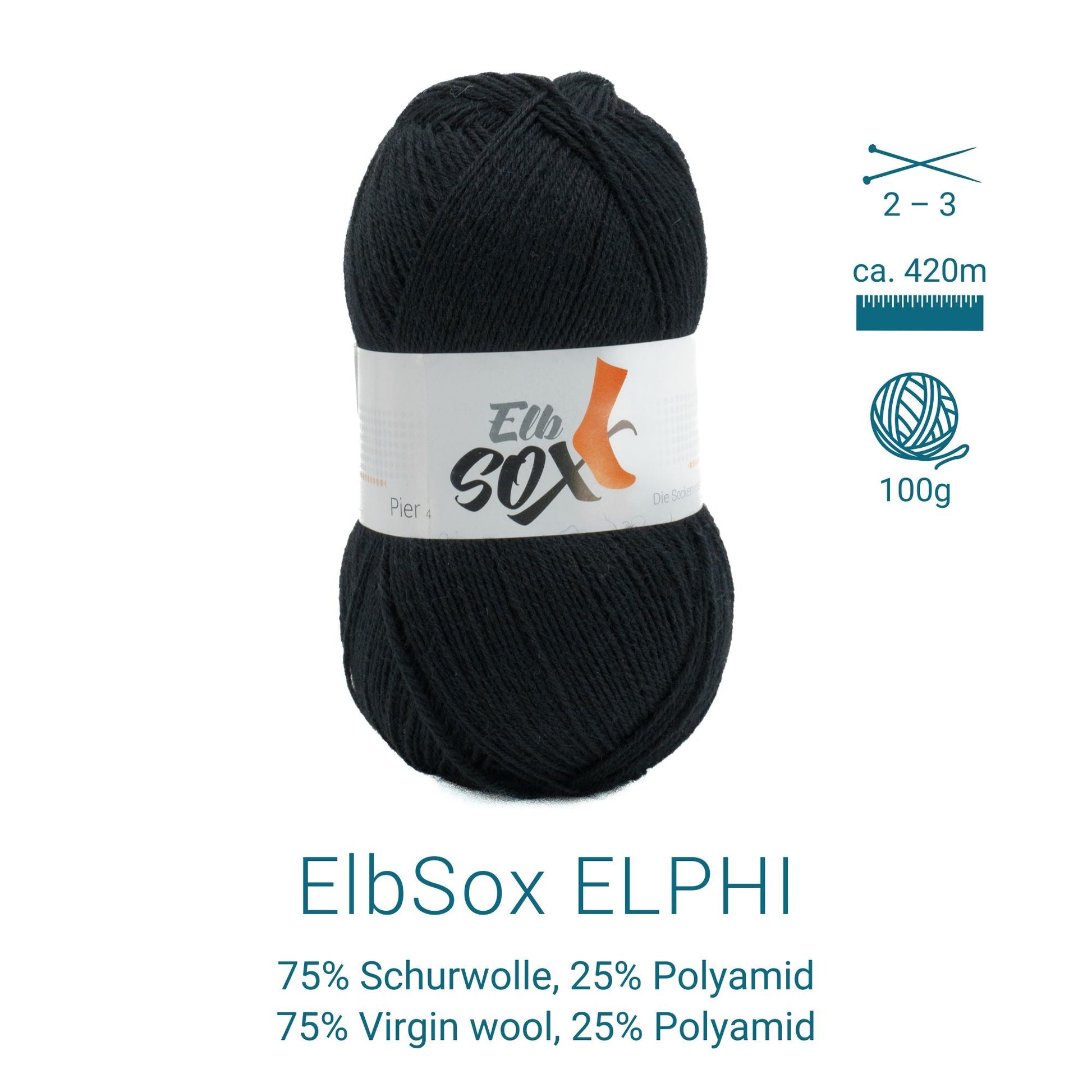 ElbSox Pier 4 | 100g Sockenwolle | 001 - Ankerschwarz - Handarbeiten - 4