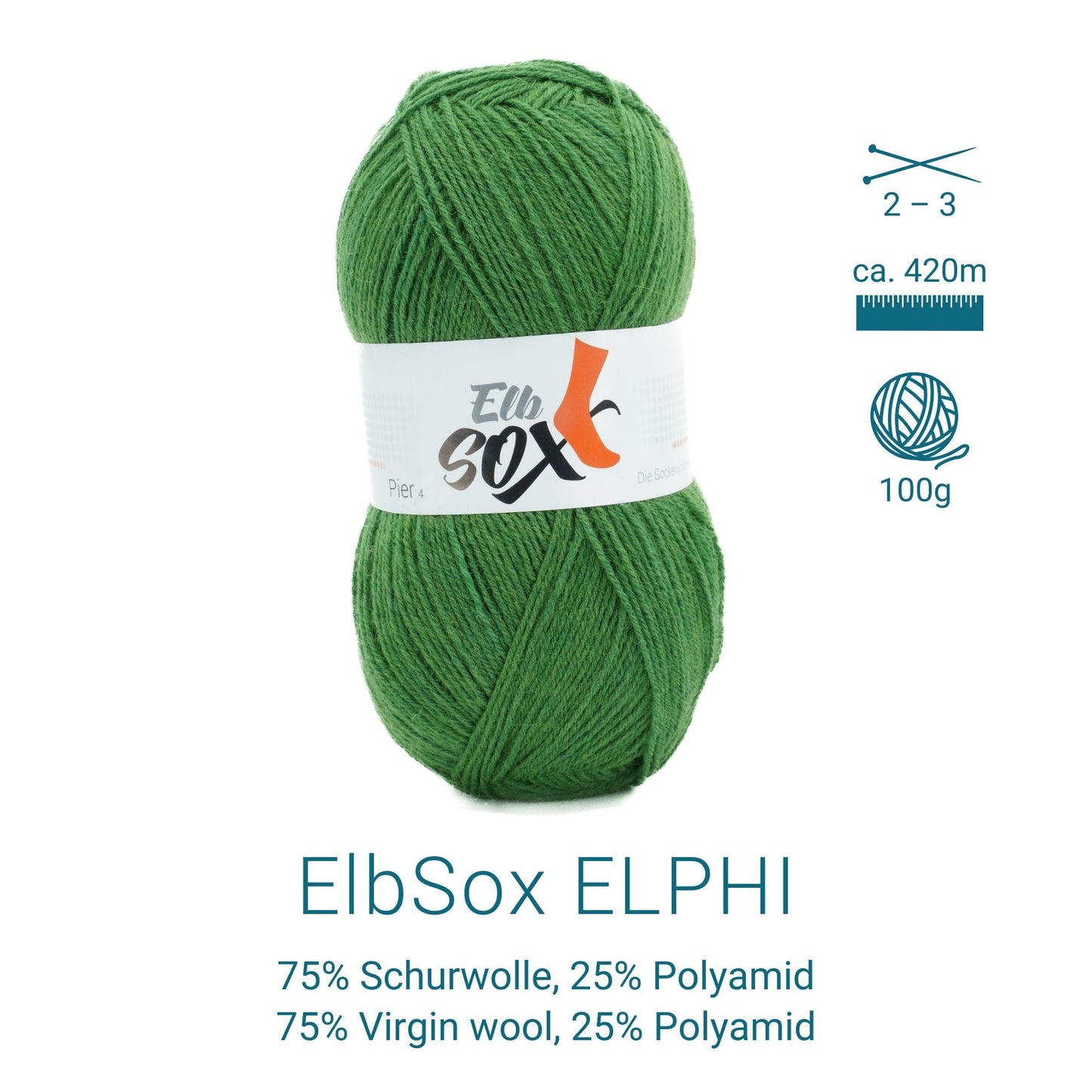 ElbSox Pier 4 | 100g Sockenwolle | 004 - Meeresgrün - Handarbeiten - 4