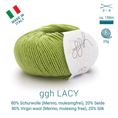 GGH Lacy | Merinowolle mit Seide | 25g - 170m | 006 - Apfelgrün - Handarbeiten - 3
