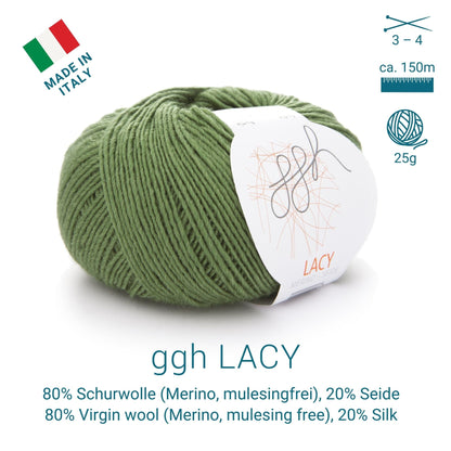 GGH Lacy | Merinowolle mit Seide | 25g - 170m | 007 - Olivgrün - Handarbeiten - 3