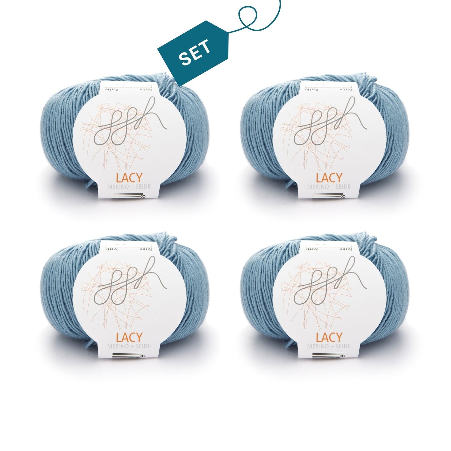 ggh Lacy | Set mit 4 x 25g (insg. 100g) - 004 - Eisblau - Handarbeiten - 7