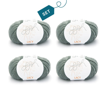 ggh Lacy | Set mit 4 x 25g (insg. 100g) - 009 - Grüngrau - Handarbeiten - 7