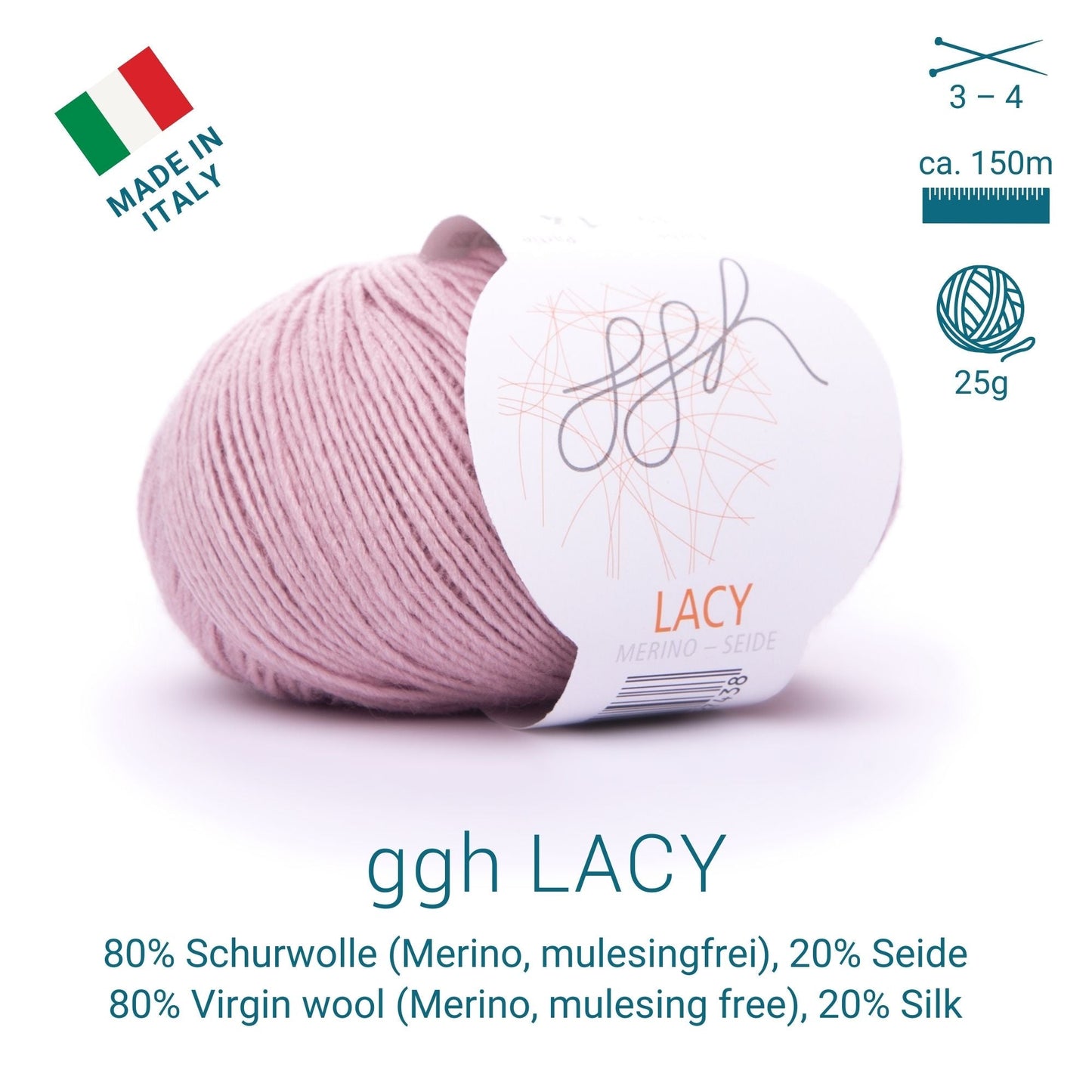 ggh Lacy | Set mit 4 x 25g (insg. 100g) - 015 - Pastell Rosa - Handarbeiten - 3