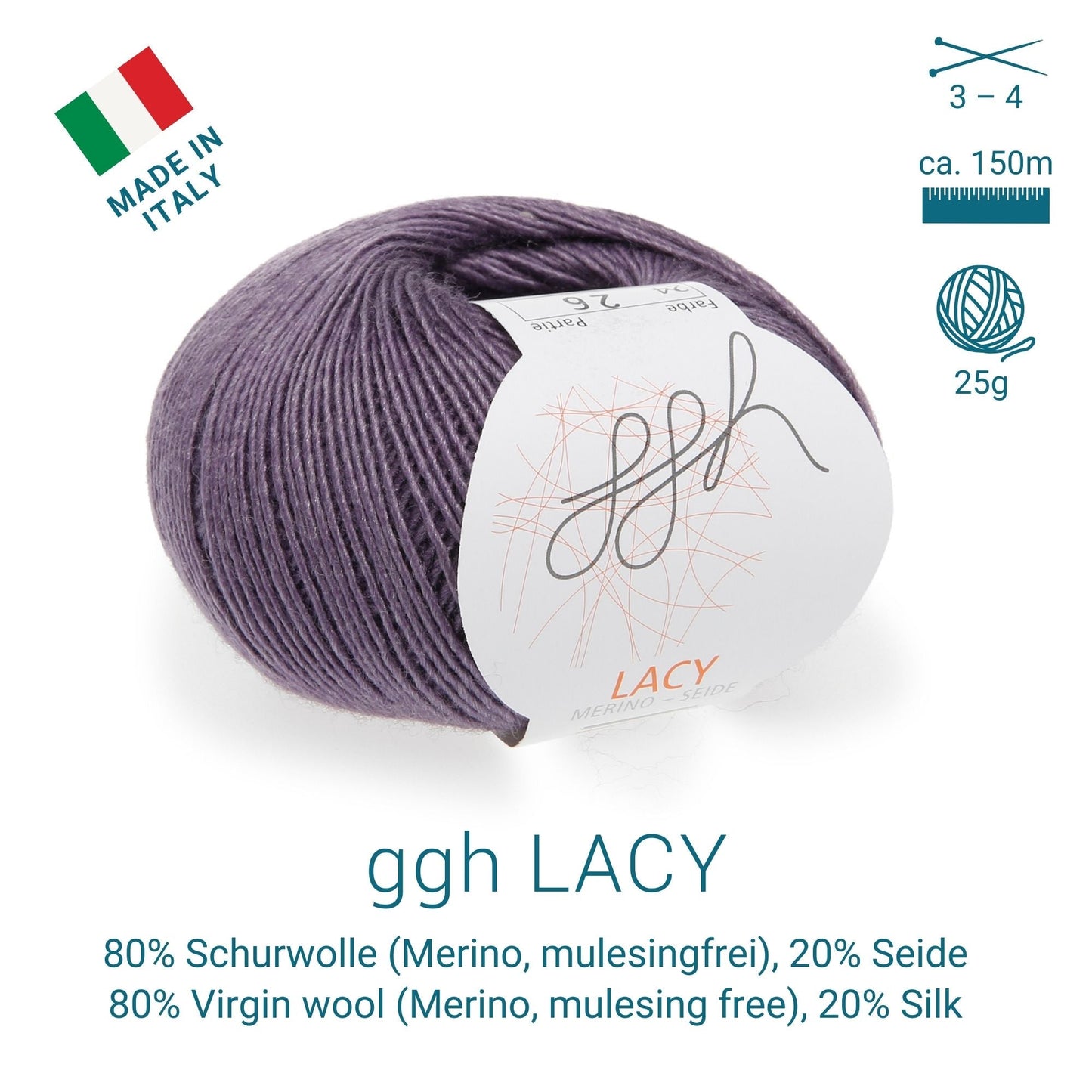 ggh Lacy | Set mit 4 x 25g (insg. 100g) - 024 - Mauve - Handarbeiten - 3