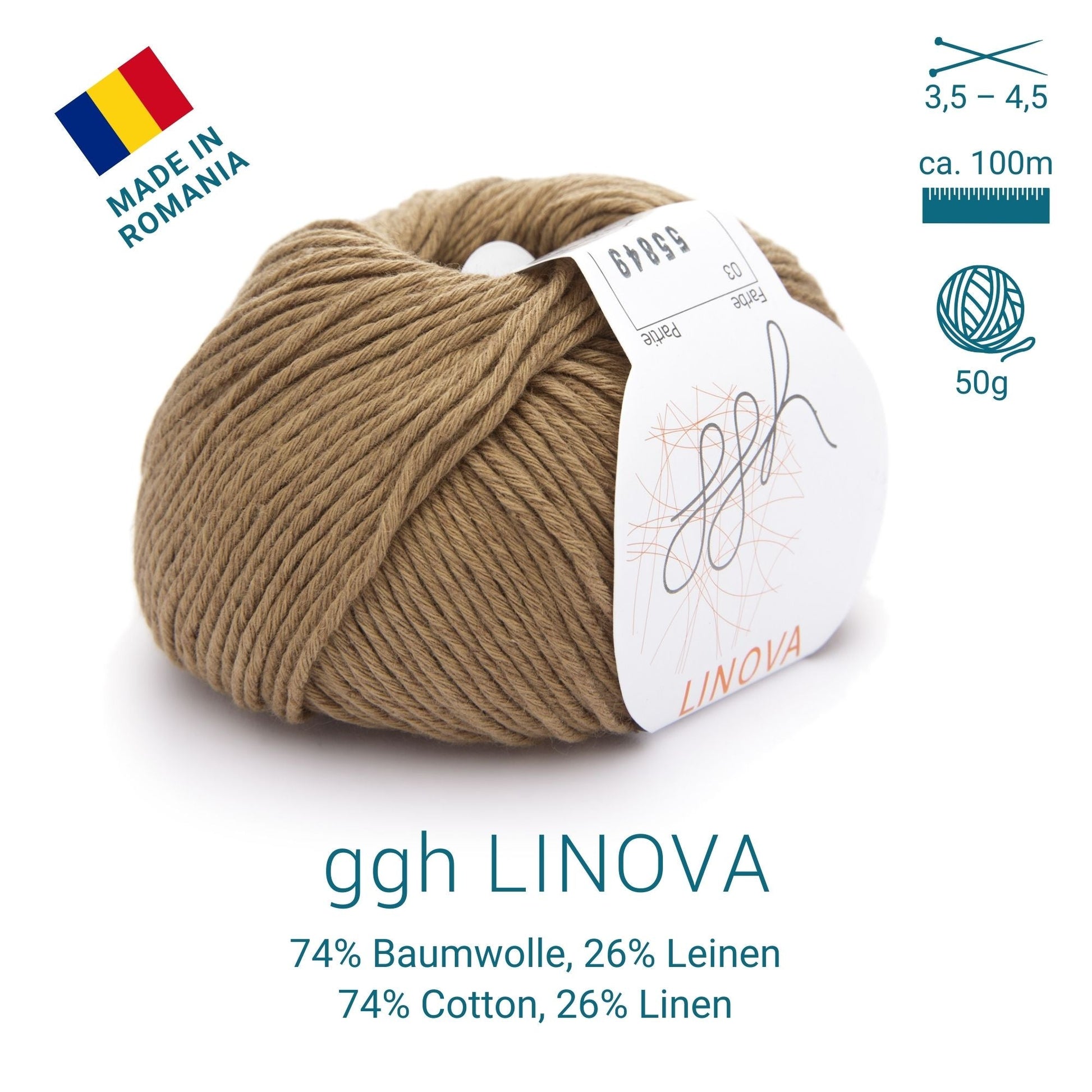 ggh Linova | 100% Baumwolle | 100m/50g | 003 - Haselnuss - Handarbeiten - 3