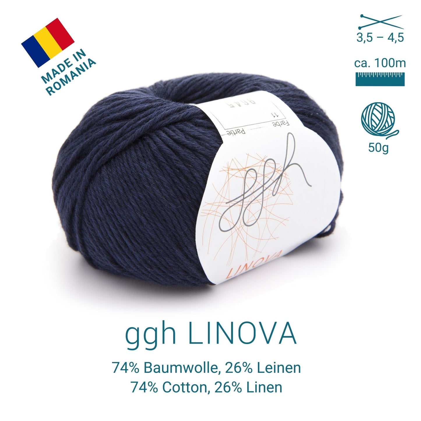 ggh Linova | 100% Baumwolle | 100m/50g | 011 - Marine - Handarbeiten - 3