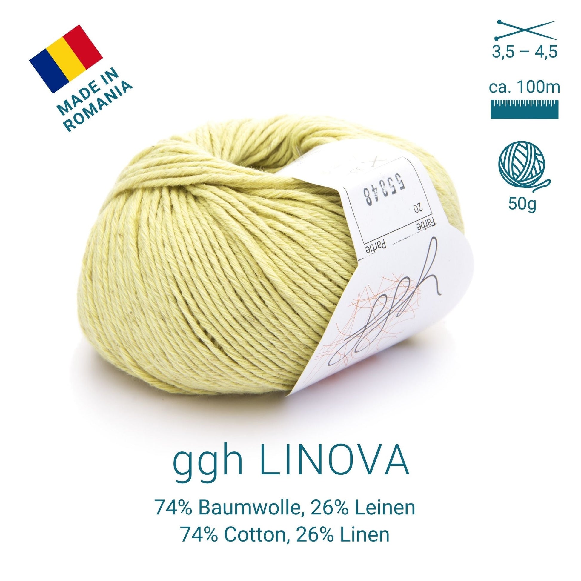 ggh Linova | 100% Baumwolle | 100m/50g | 020 - Cremegelb - Handarbeiten - 3