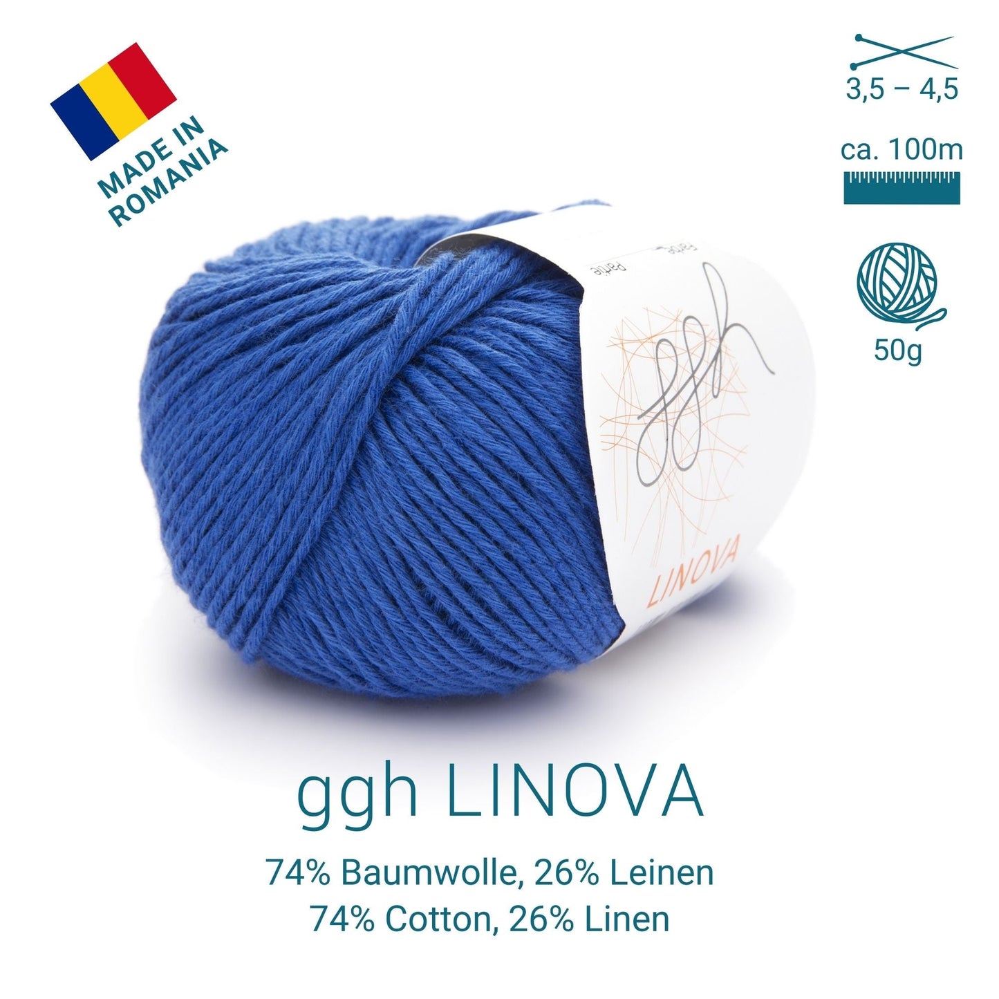 ggh Linova | 100% Baumwolle | 100m/50g | 039 - Mittelblau - Handarbeiten - 3