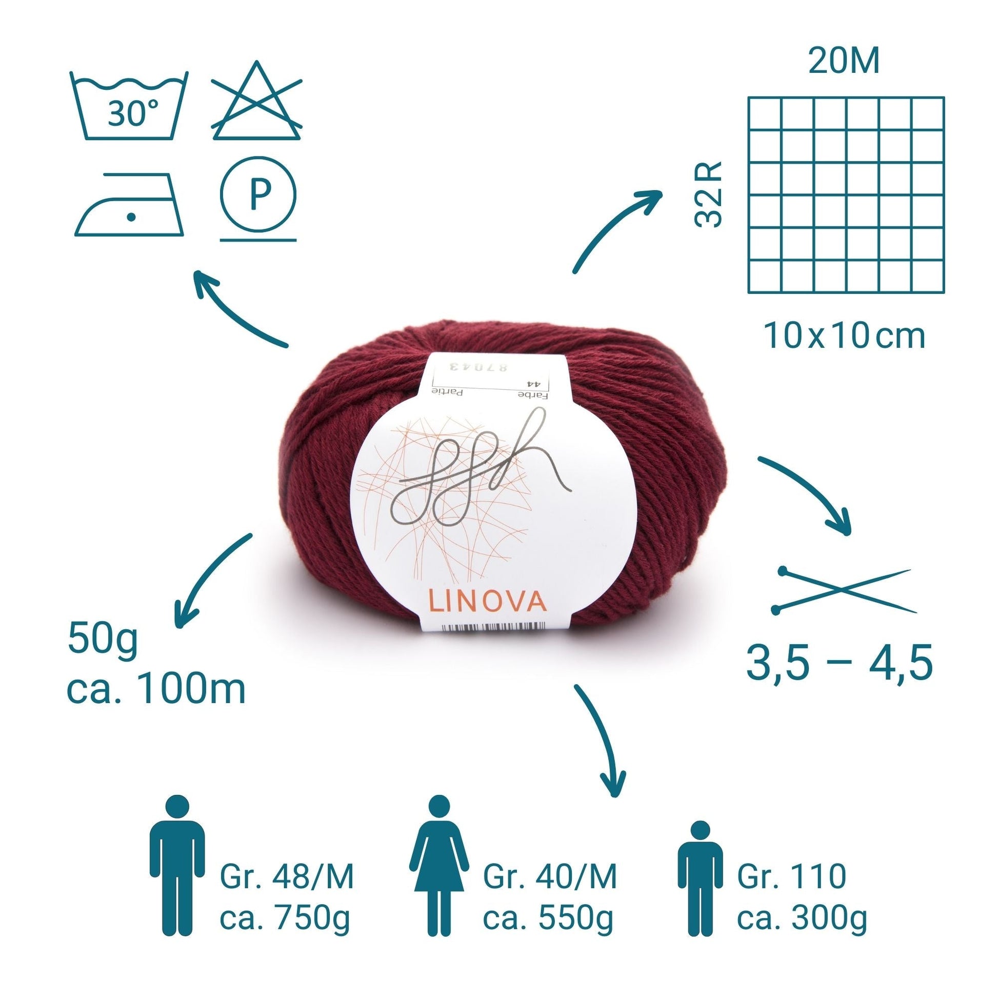 ggh Linova | 100% Baumwolle | 100m/50g | 044 - Ziegelrot - Handarbeiten - 4