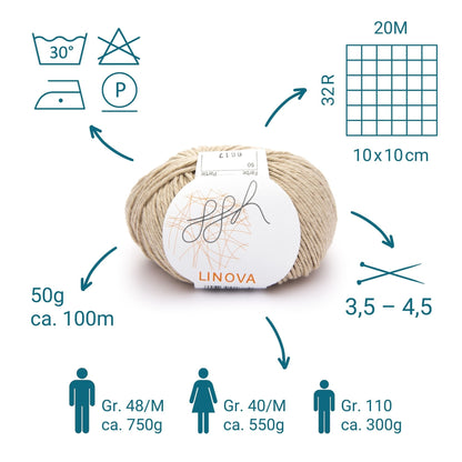 ggh Linova | 100% Baumwolle | 100m/50g | 050 - Sand - Handarbeiten - 4