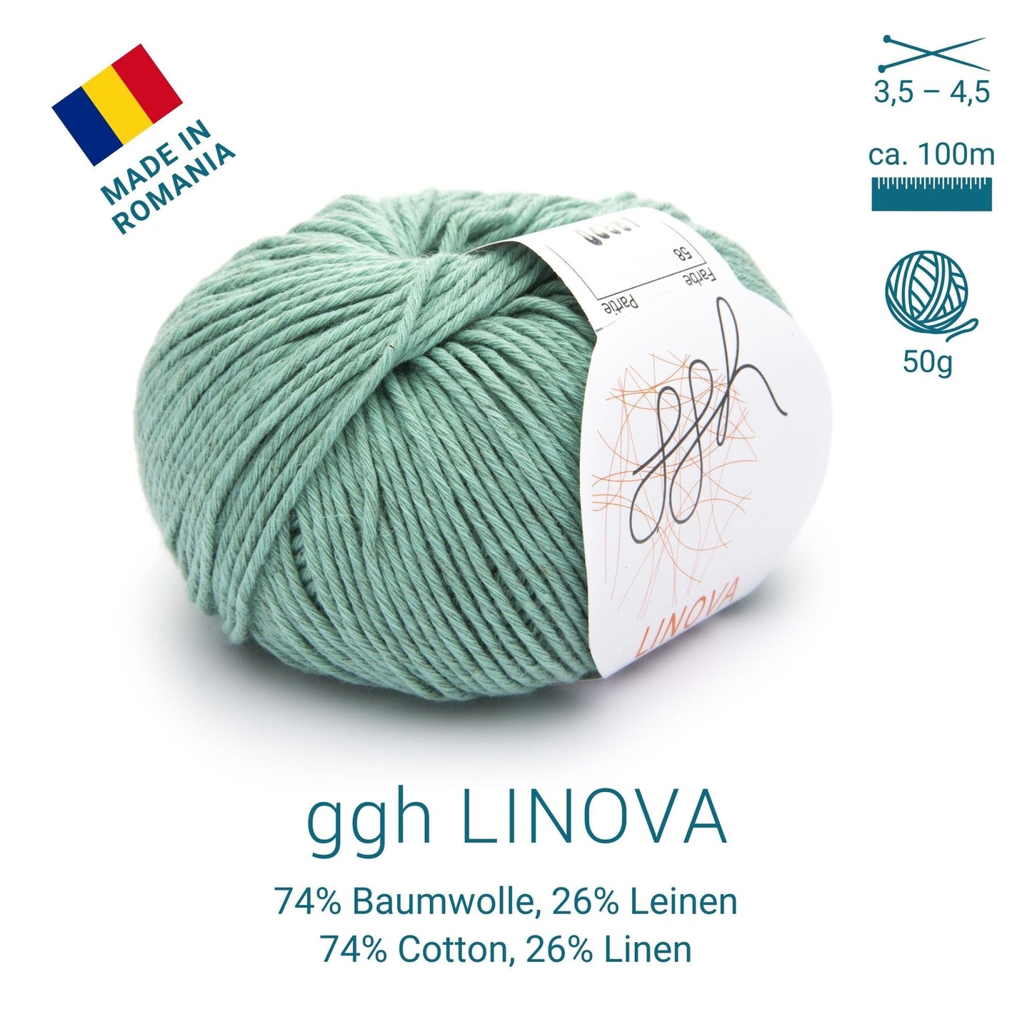 ggh Linova | 100% Baumwolle | 100m/50g | 058 - Blassgrün - Handarbeiten - 3