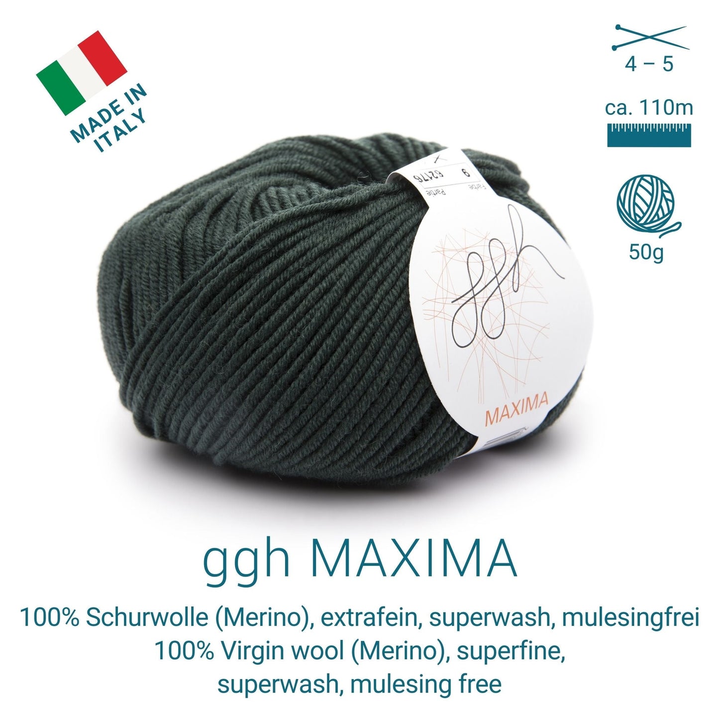 ggh Maxima Box | 300g Set (6x50g) – 009 – Grüner Schiefer - Strickwolle - Handarbeiten - 5