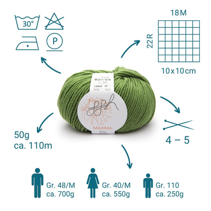 ggh Maxima Box | 300g Set (6x50g) – 043 – Grün - Strickwolle - Handarbeiten - 4