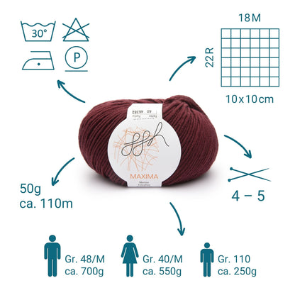 ggh Maxima Box | 300g Set (6x50g) – 060 – Ochsenblut - Strickwolle - Handarbeiten - 4