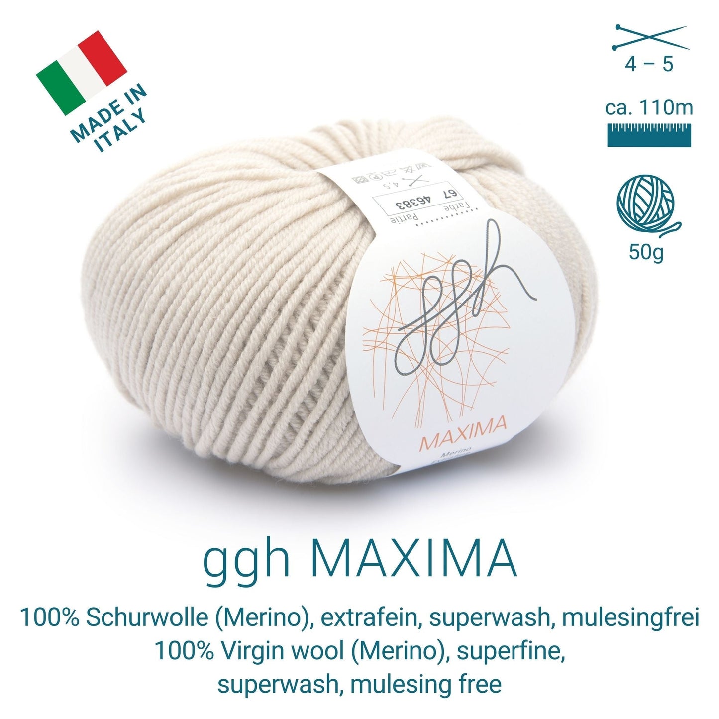 ggh Maxima Box | 300g Set (6x50g) – 067 – Angorakanin - Strickwolle - Handarbeiten - 3