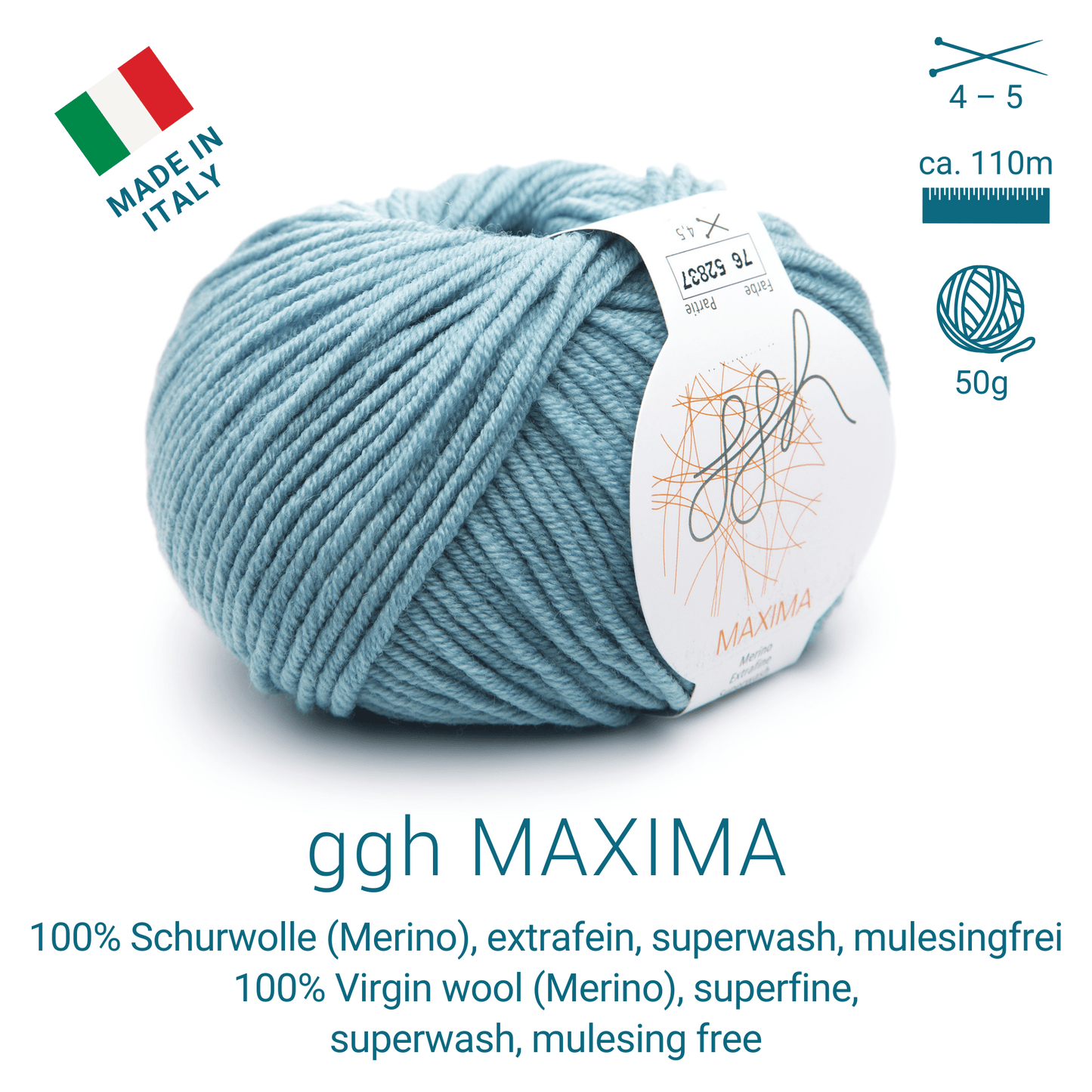 ggh Maxima Box | 300g Set (6x50g) – 076 – Arktisblau - Strickwolle - Handarbeiten - 3
