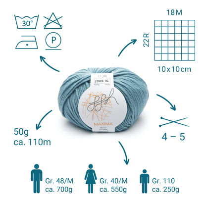 ggh Maxima Box | 300g Set (6x50g) – 076 – Arktisblau - Strickwolle - Handarbeiten - 4