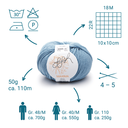 ggh Maxima Box | 300g Set (6x50g) – 077 – Hellblau - Strickwolle - Handarbeiten - 4