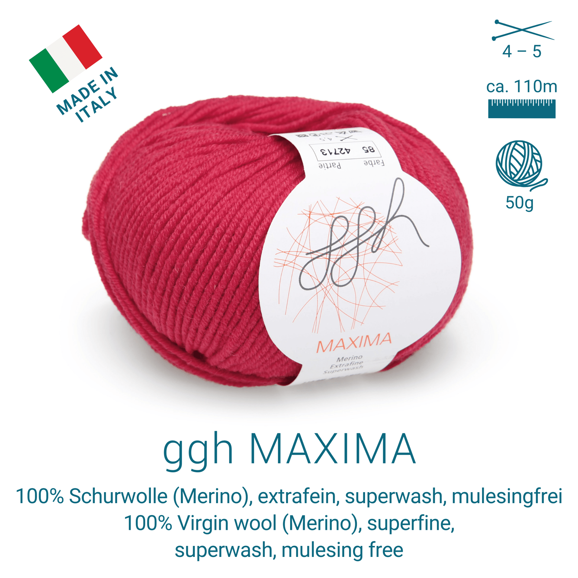 ggh Maxima Box | 300g Set (6x50g) – 085 – Rot - Strickwolle - Handarbeiten - 3