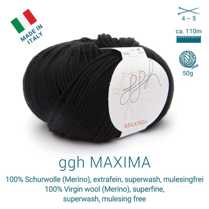 ggh Maxima | Merinowolle | 110m/50g | 029 - Schwarz - Handarbeiten - 1