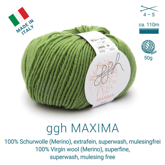 ggh Maxima | Merinowolle | 110m/50g | 043 - Grün - Handarbeiten - 1