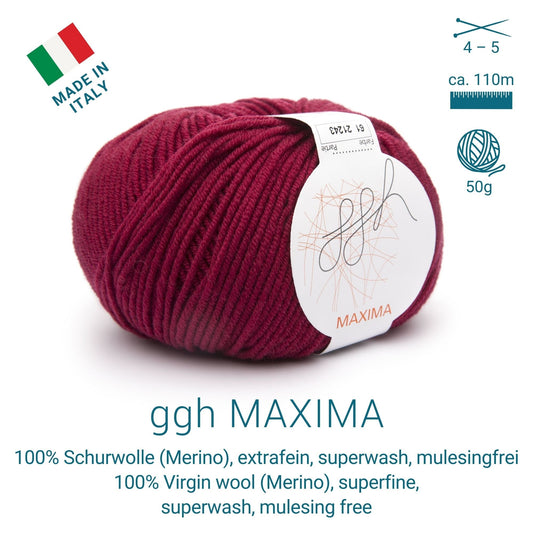 ggh Maxima | Merinowolle | 110m/50g | 061 - Blutrot - Handarbeiten - 1