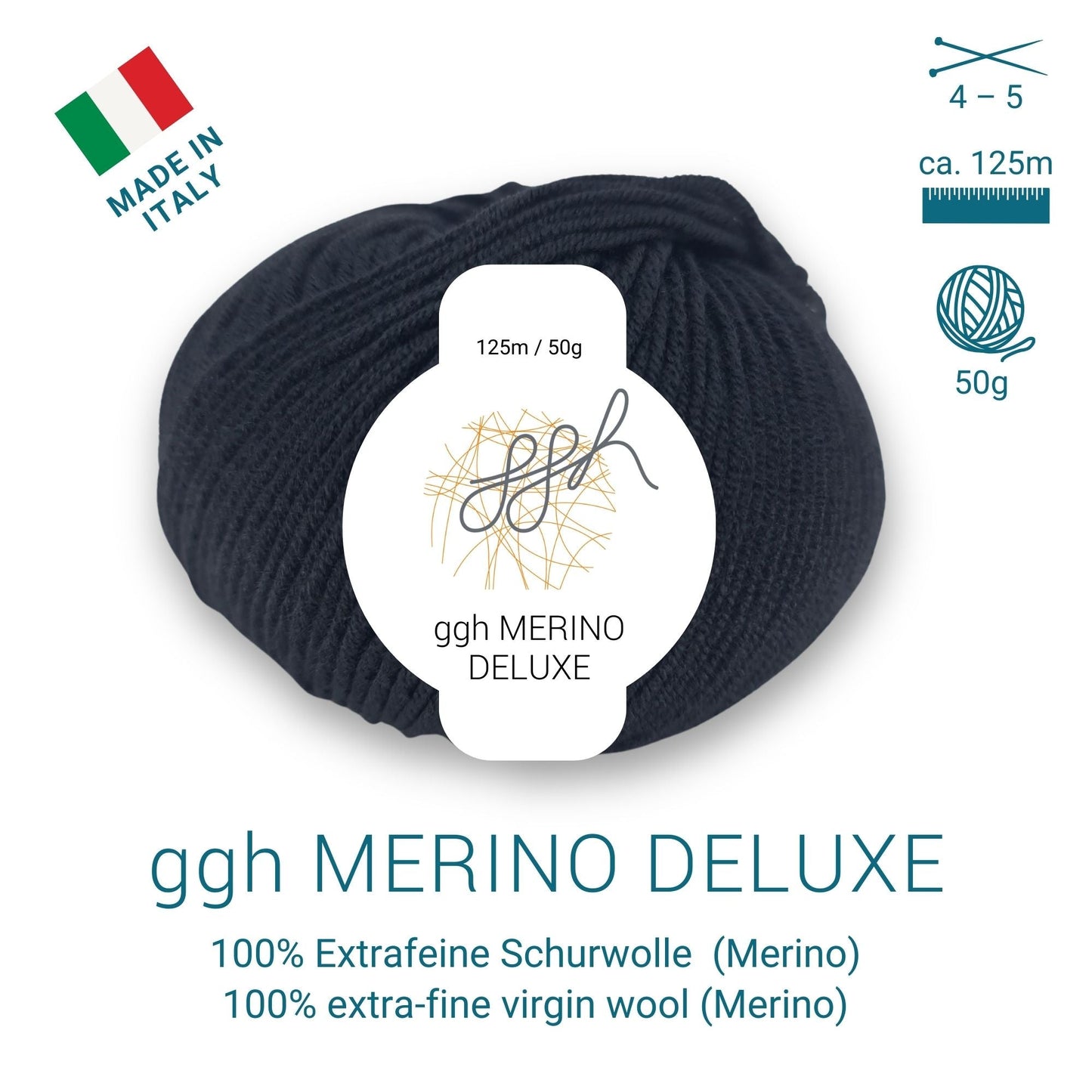 ggh Merino Deluxe - 300g Set (6x50g) - 001 - Schwarz - Strickwolle - Handarbeiten - 5