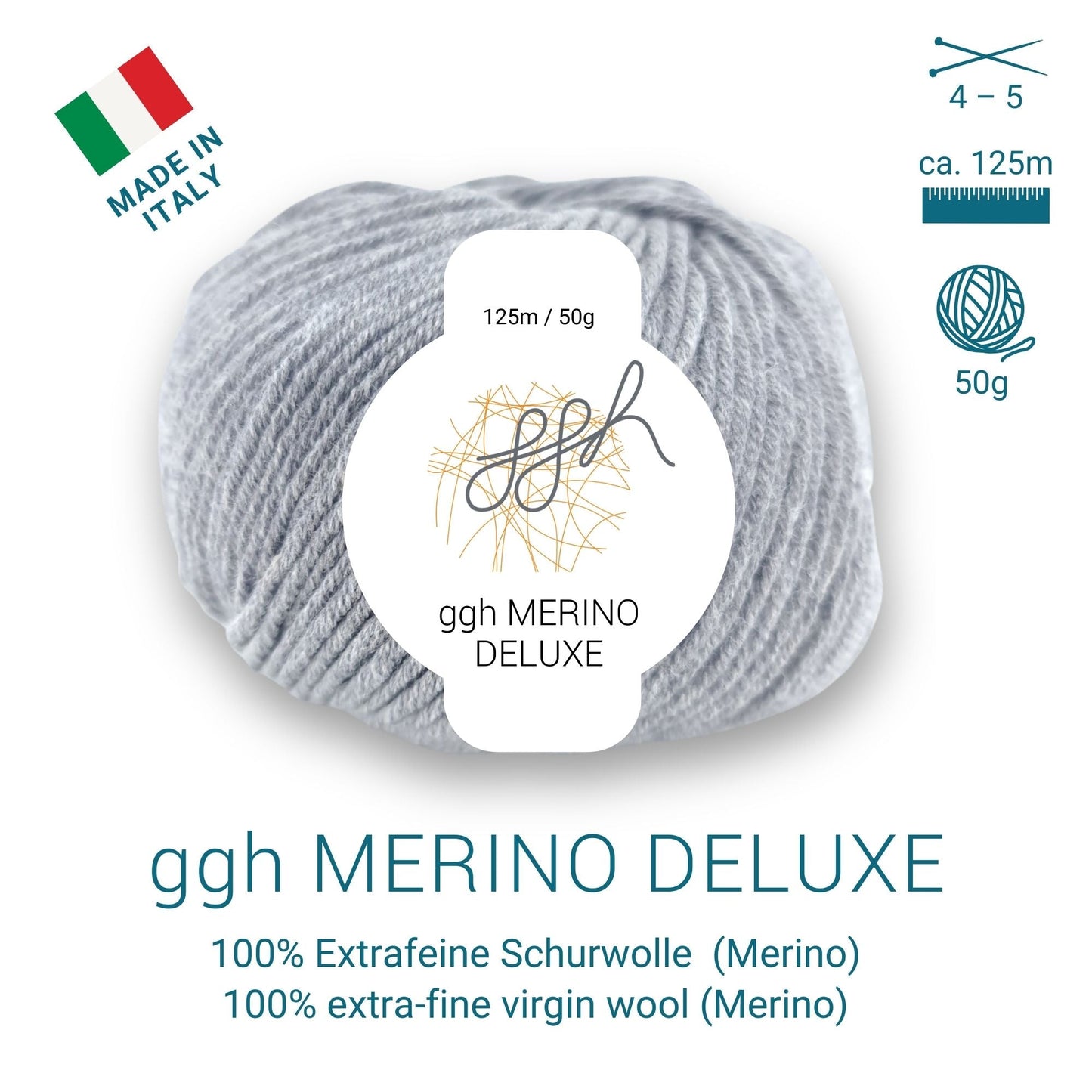 ggh Merino Deluxe - 300g Set (6x50g) - 005 - Grau - Strickwolle - Handarbeiten - 5