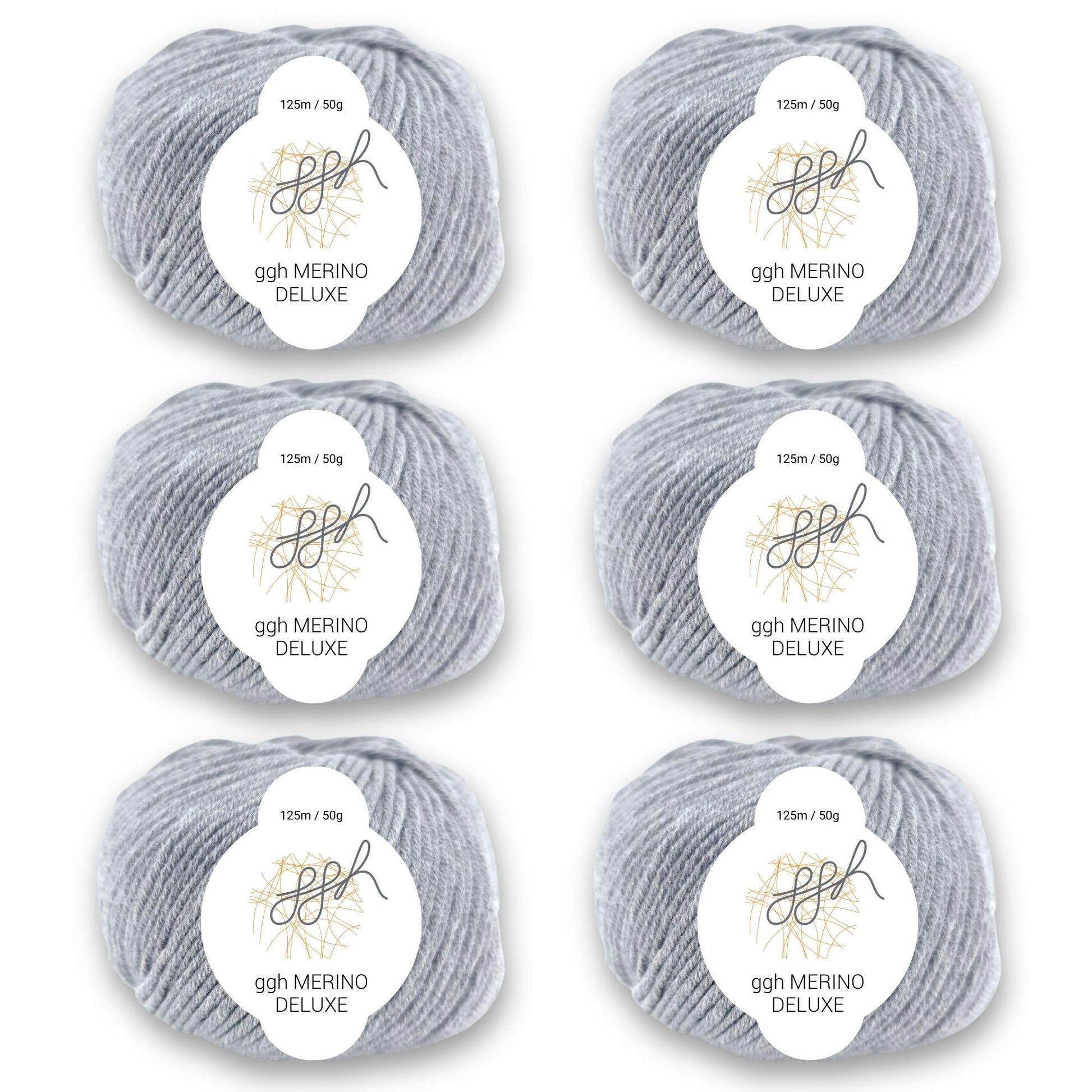 ggh Merino Deluxe - 300g Set (6x50g) - 005 - Grau - Strickwolle - Handarbeiten - 1