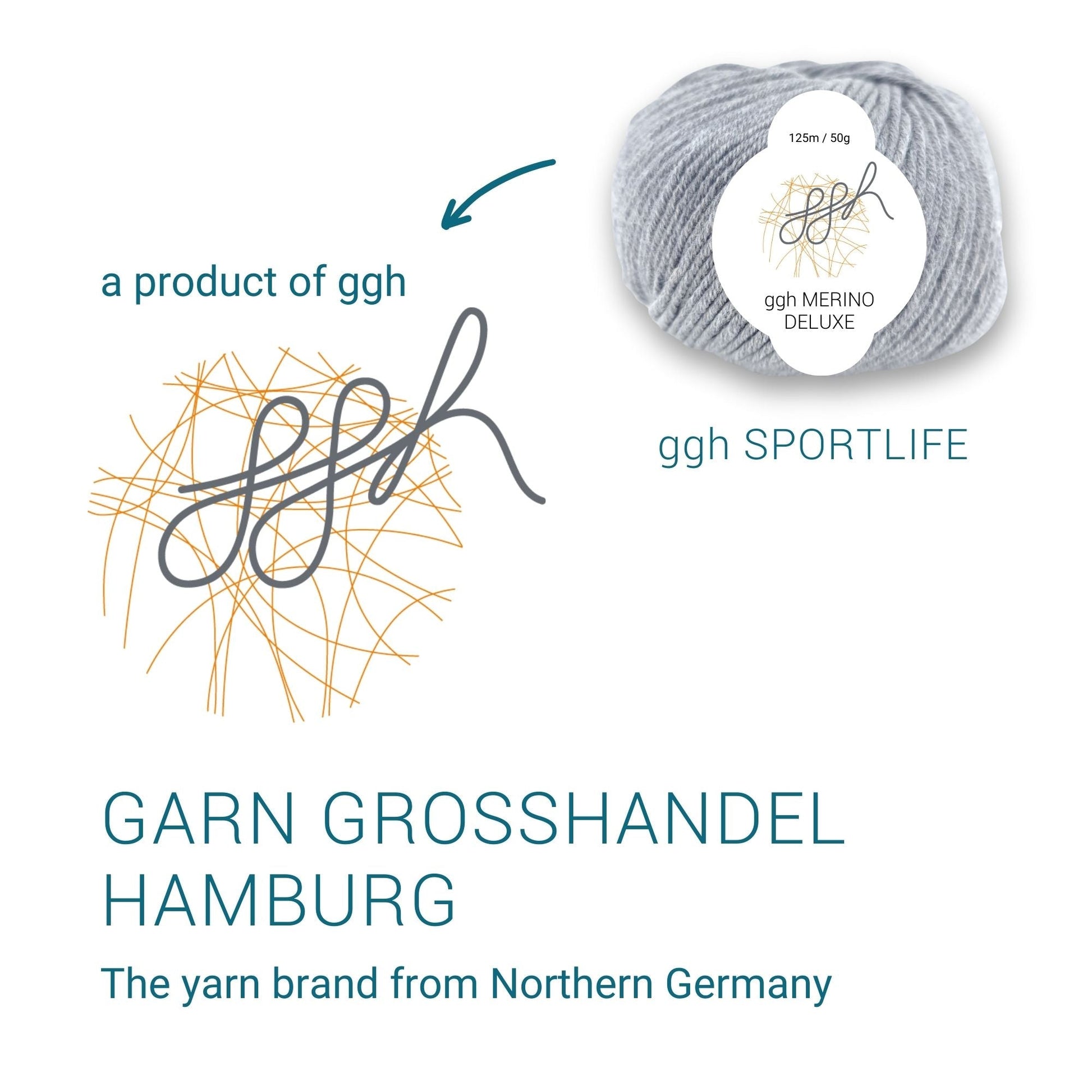 ggh Merino Deluxe - 300g Set (6x50g) - 005 - Grau - Strickwolle - Handarbeiten - 6