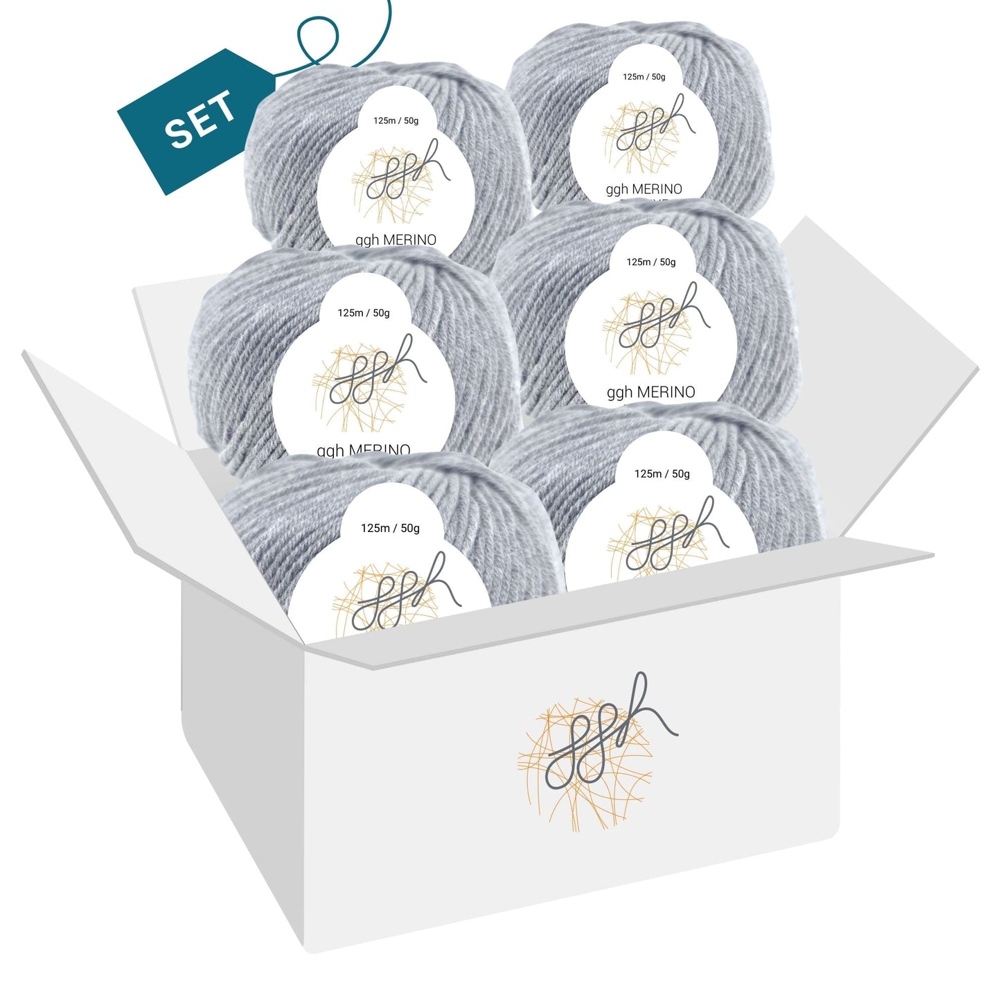 ggh Merino Deluxe - 300g Set (6x50g) - 005 - Grau - Strickwolle - Handarbeiten - 4