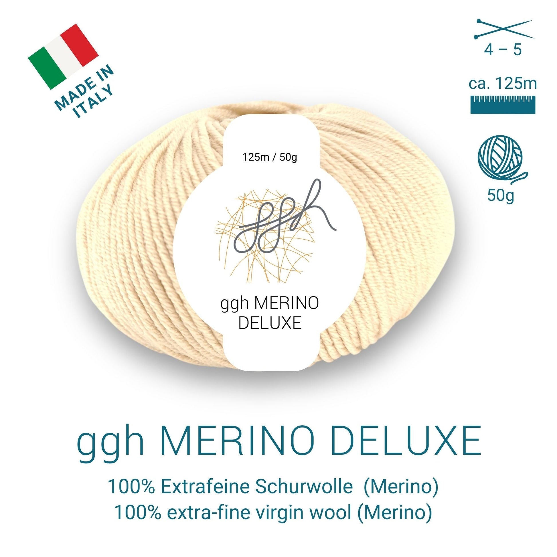 ggh Merino Deluxe - 300g Set (6x50g) - 009 - Creme - Strickwolle - Handarbeiten - 3