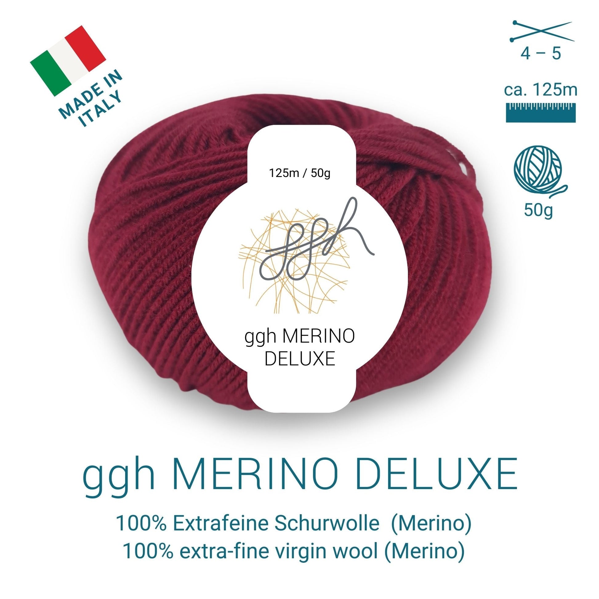 ggh Merino Deluxe - 300g Set (6x50g) - 010 - Bordeauxrot - Strickwolle - Handarbeiten - 5