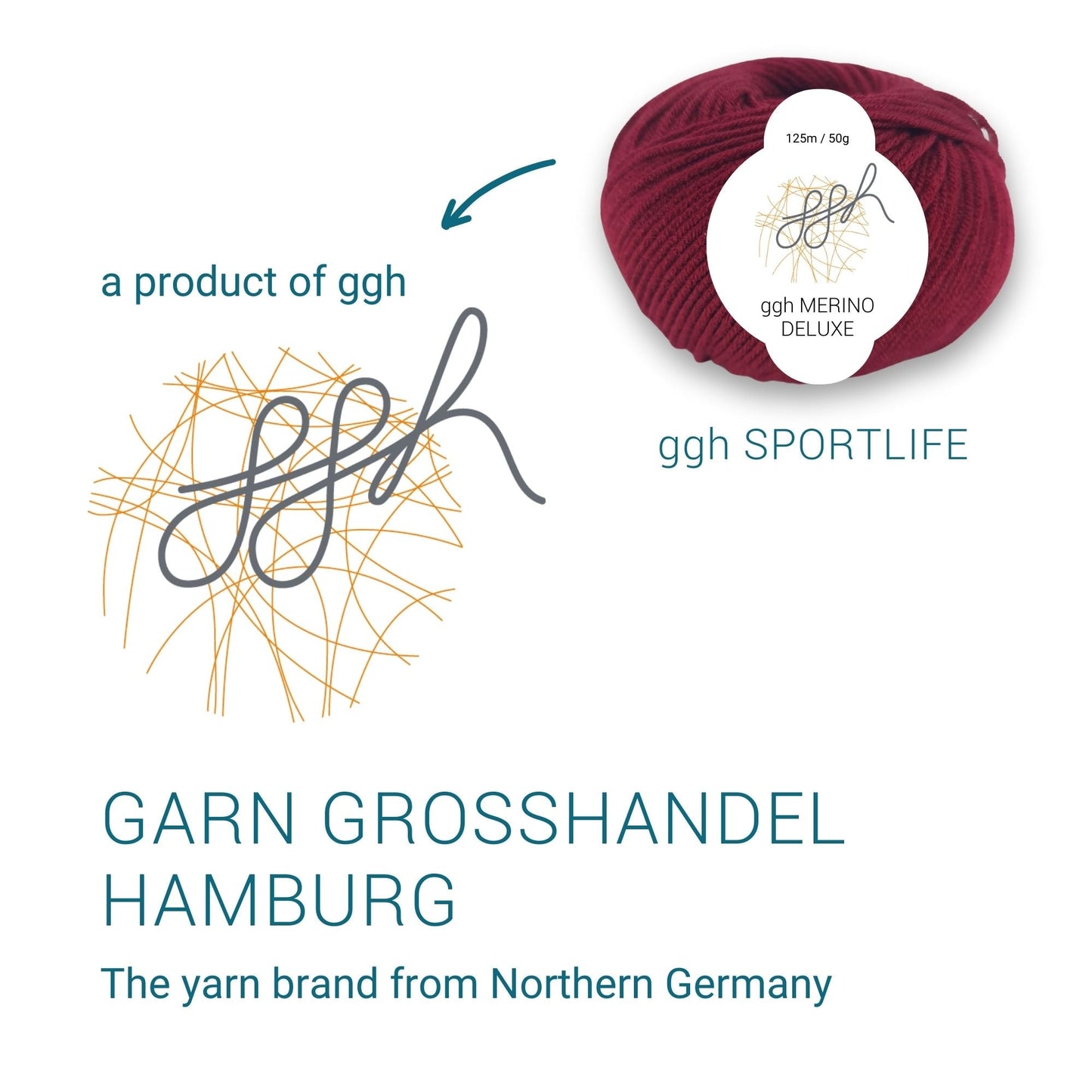 ggh Merino Deluxe - 300g Set (6x50g) - 010 - Bordeauxrot - Strickwolle - Handarbeiten - 6