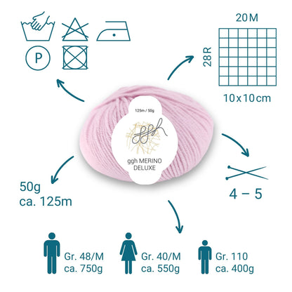 ggh Merino Deluxe - 300g Set (6x50g) - 015 - Zartrosa - Strickwolle - Handarbeiten - 3