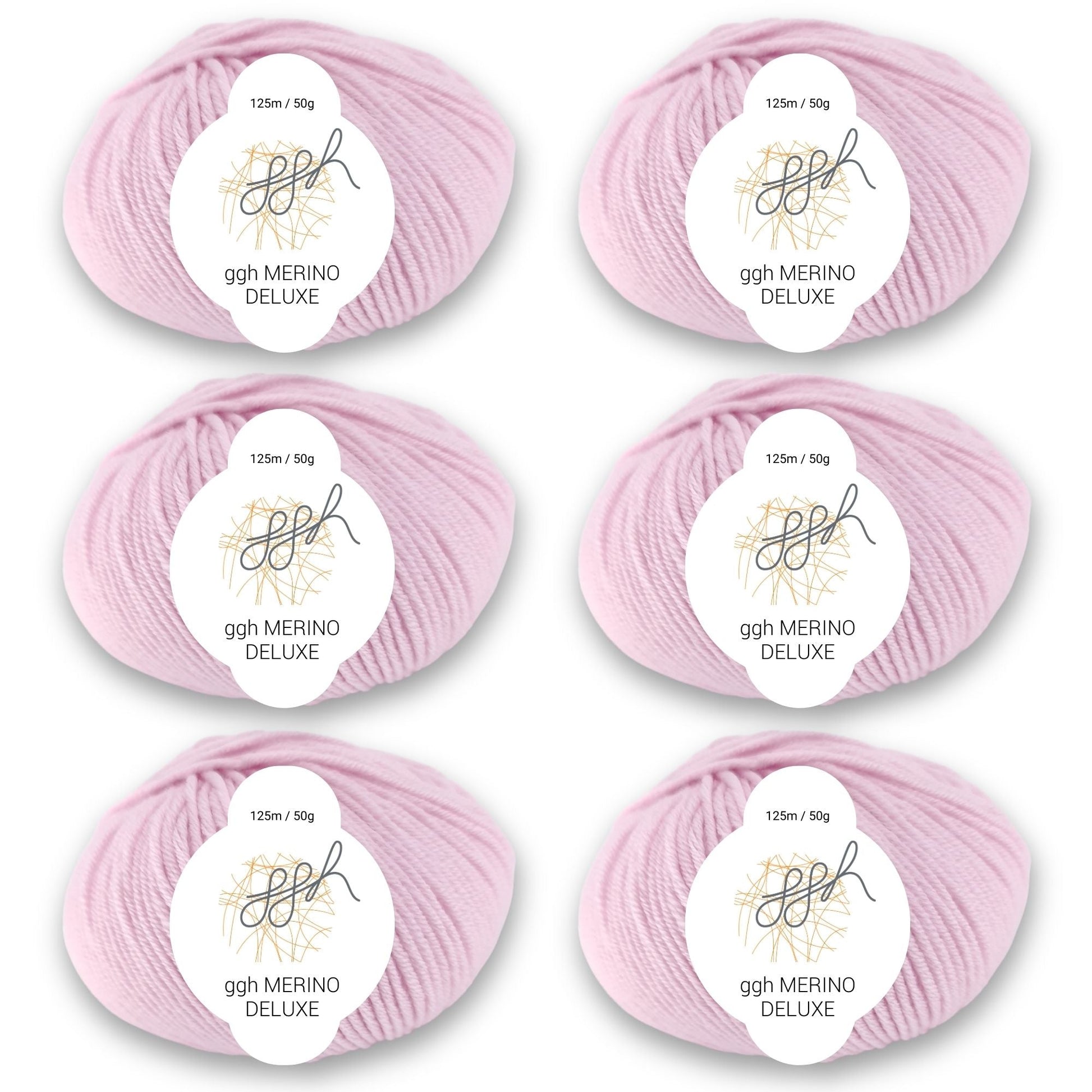 ggh Merino Deluxe - 300g Set (6x50g) - 015 - Zartrosa - Strickwolle - Handarbeiten - 1