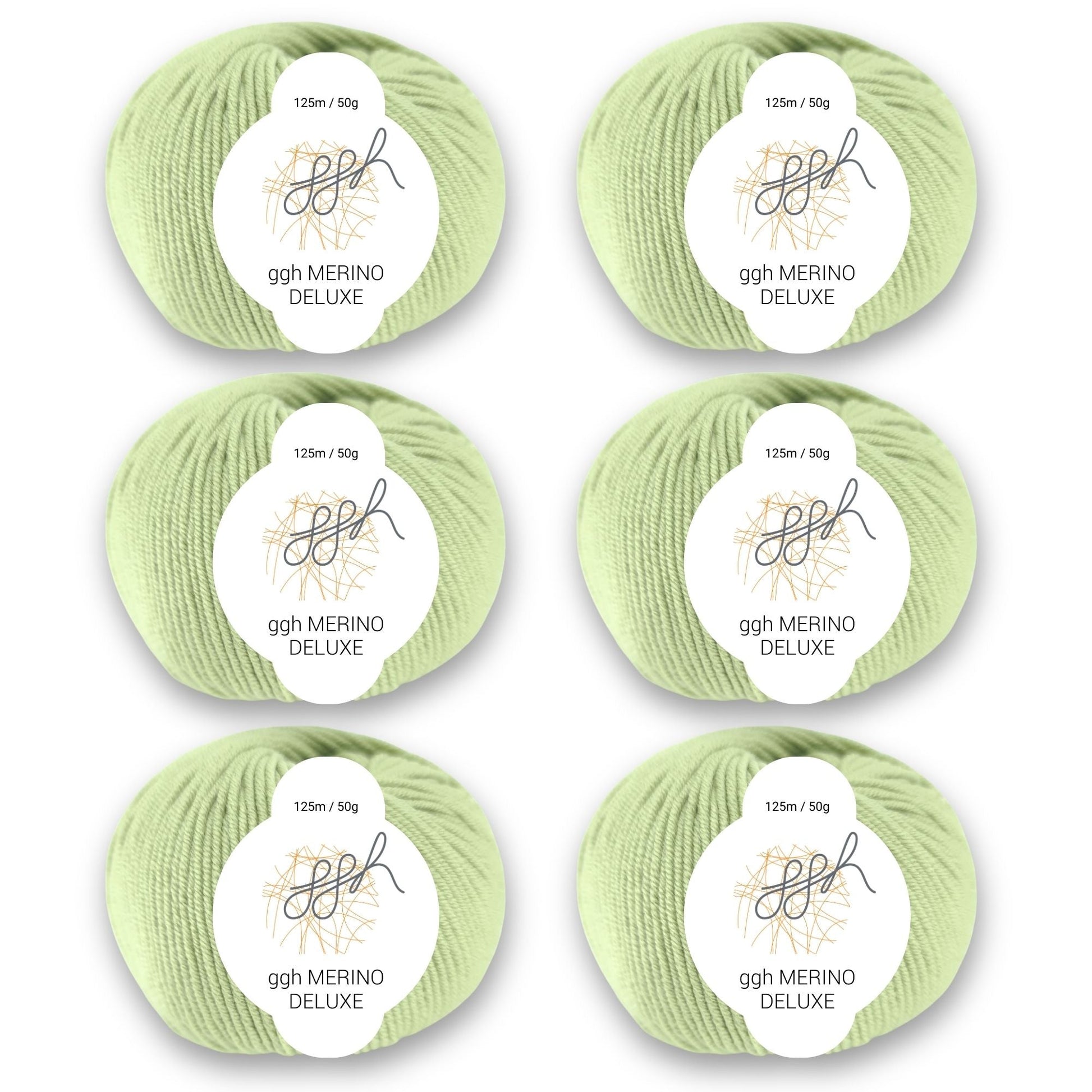 ggh Merino Deluxe - 300g Set (6x50g) - 019 - Helles Limettengrün - Strickwolle - Handarbeiten - 1