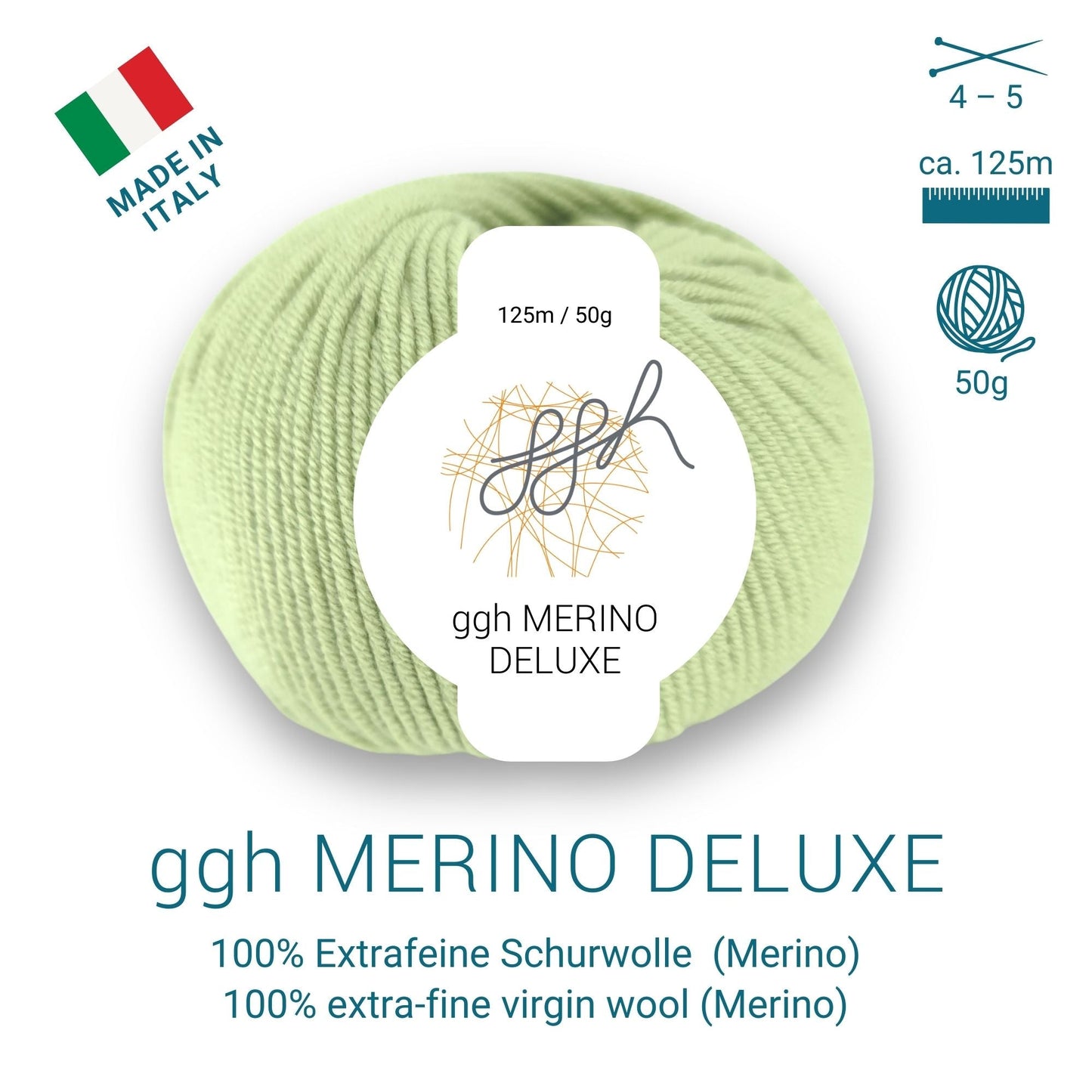 ggh Merino Deluxe - 300g Set (6x50g) - 019 - Helles Limettengrün - Strickwolle - Handarbeiten - 5