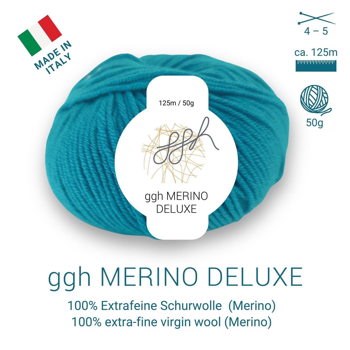 ggh Merino Deluxe - 300g Set (6x50g) - 025 - Ozeangrün - Strickwolle - Handarbeiten - 5