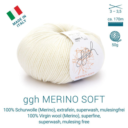 ggh Merino Soft | Merinowolle | 170m/50g | 003 - Wollweiß - Handarbeiten - 2