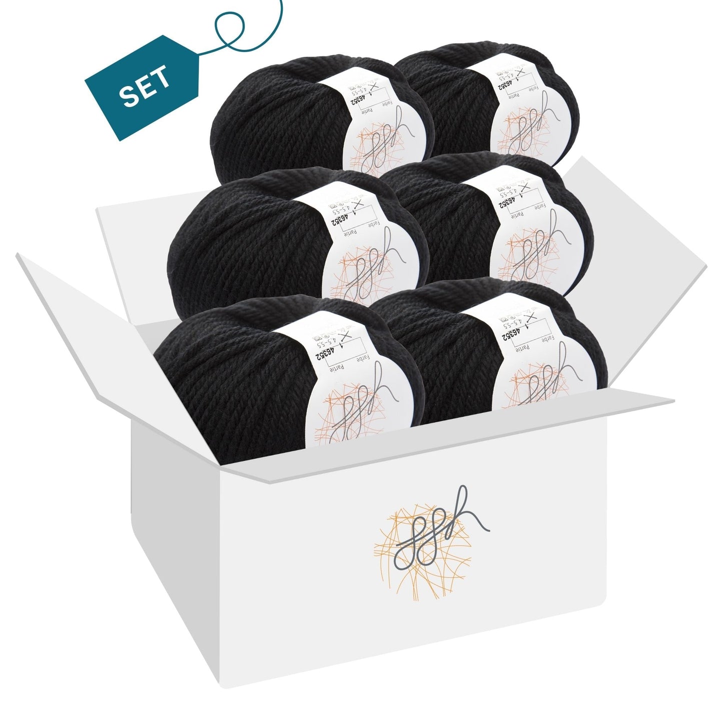 ggh Sportlife Box | Set mit 300g (6x50g) | 001 – Schwarz - Strickwolle - Handarbeiten - 4