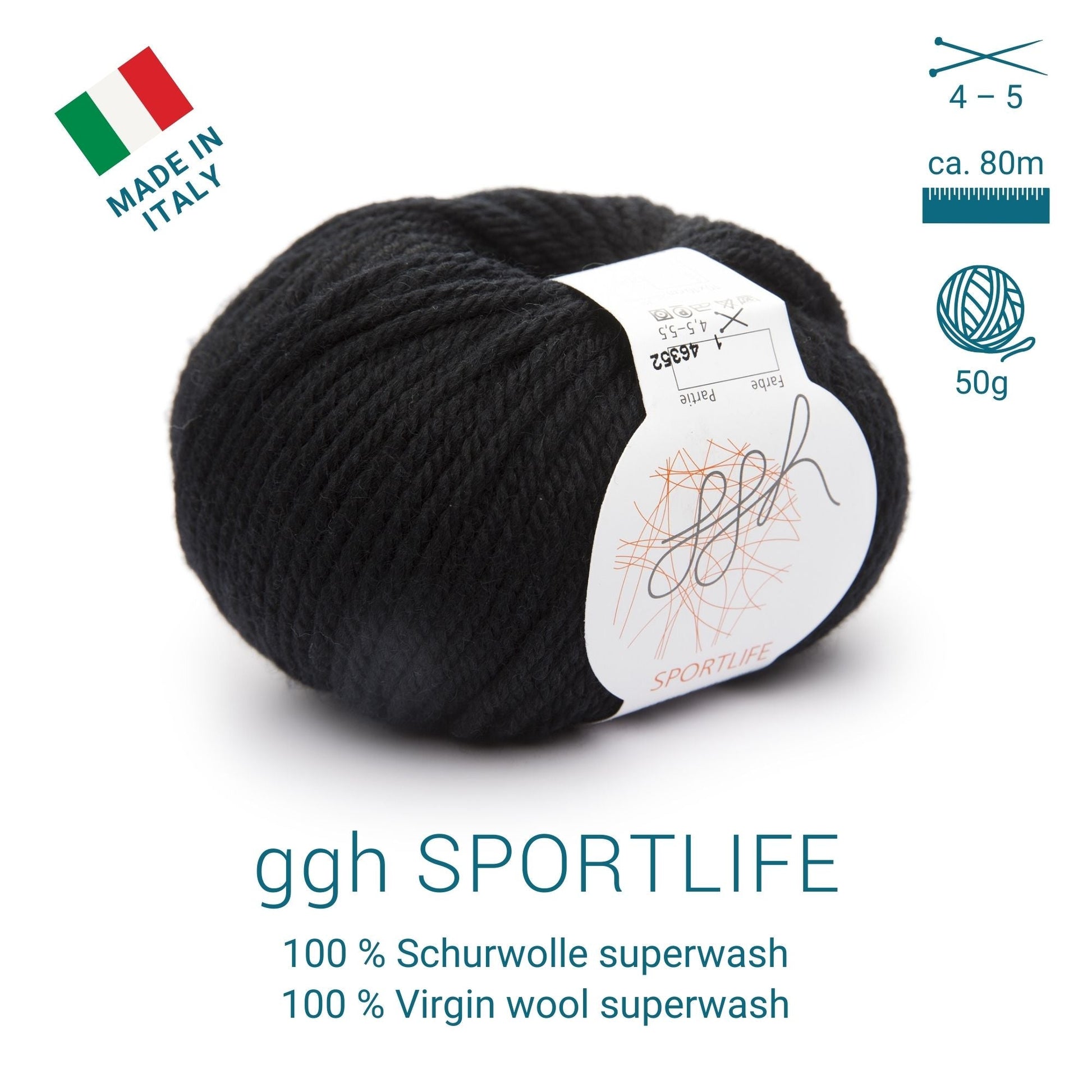 ggh Sportlife Box | Set mit 300g (6x50g) | 001 – Schwarz - Strickwolle - Handarbeiten - 5