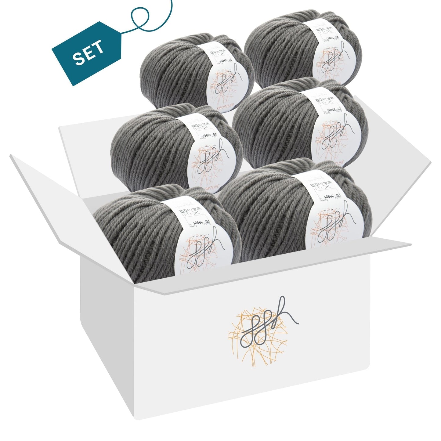 ggh Sportlife Box | Set mit 300g (6x50g) | 020 – Walnussgrau - Strickwolle - Handarbeiten - 4