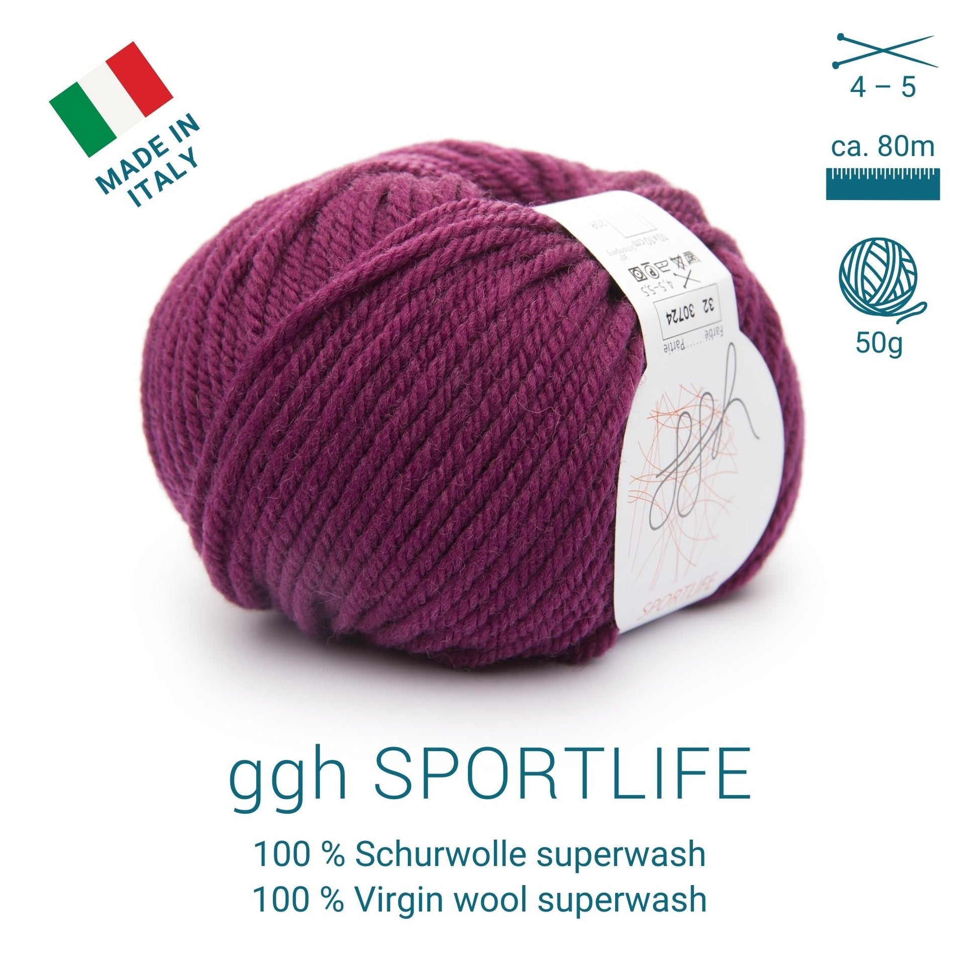 ggh Sportlife Box | Set mit 300g (6x50g) | 032 – Granatrot - Strickwolle - Handarbeiten - 5