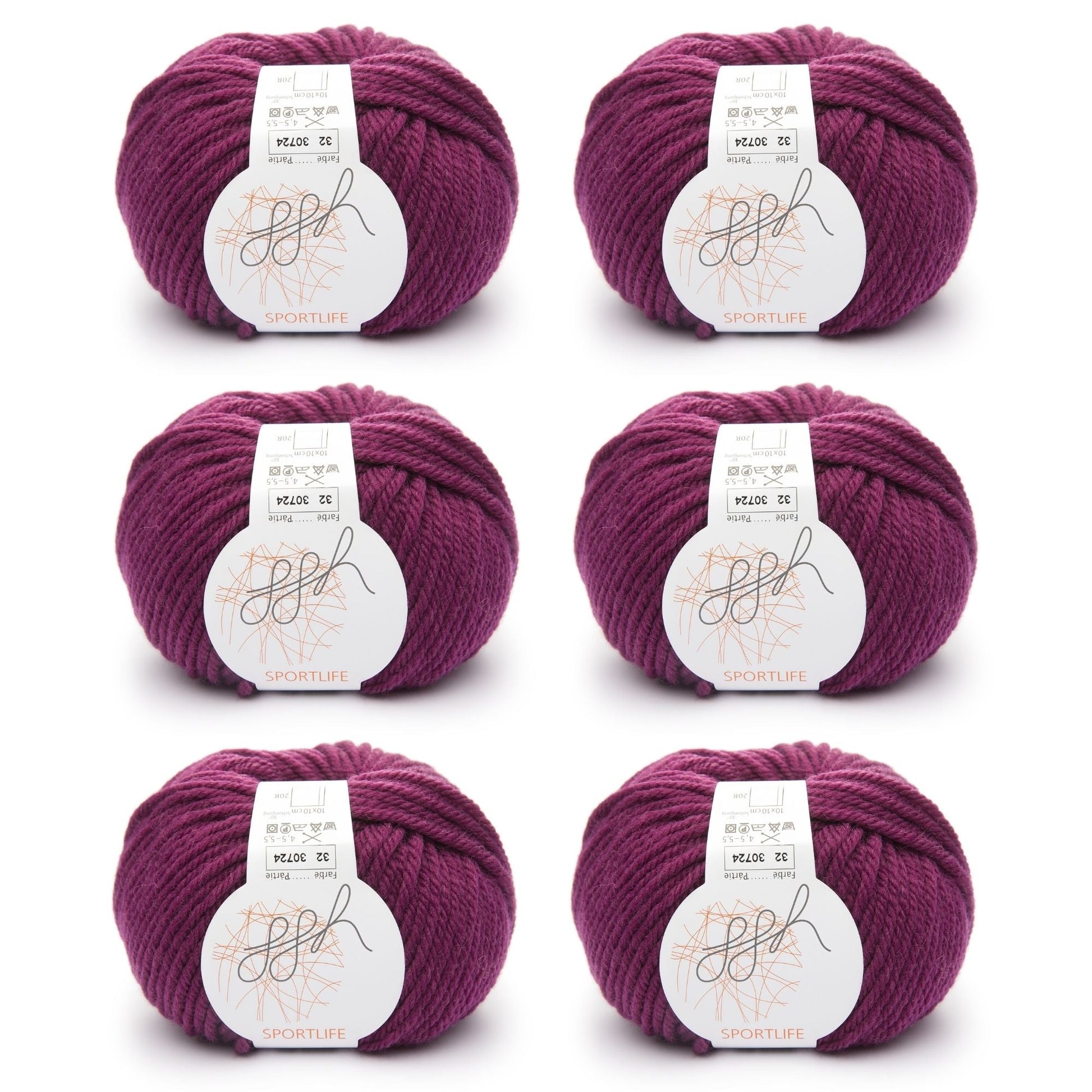 ggh Sportlife Box | Set mit 300g (6x50g) | 032 – Granatrot - Strickwolle - Handarbeiten - 1