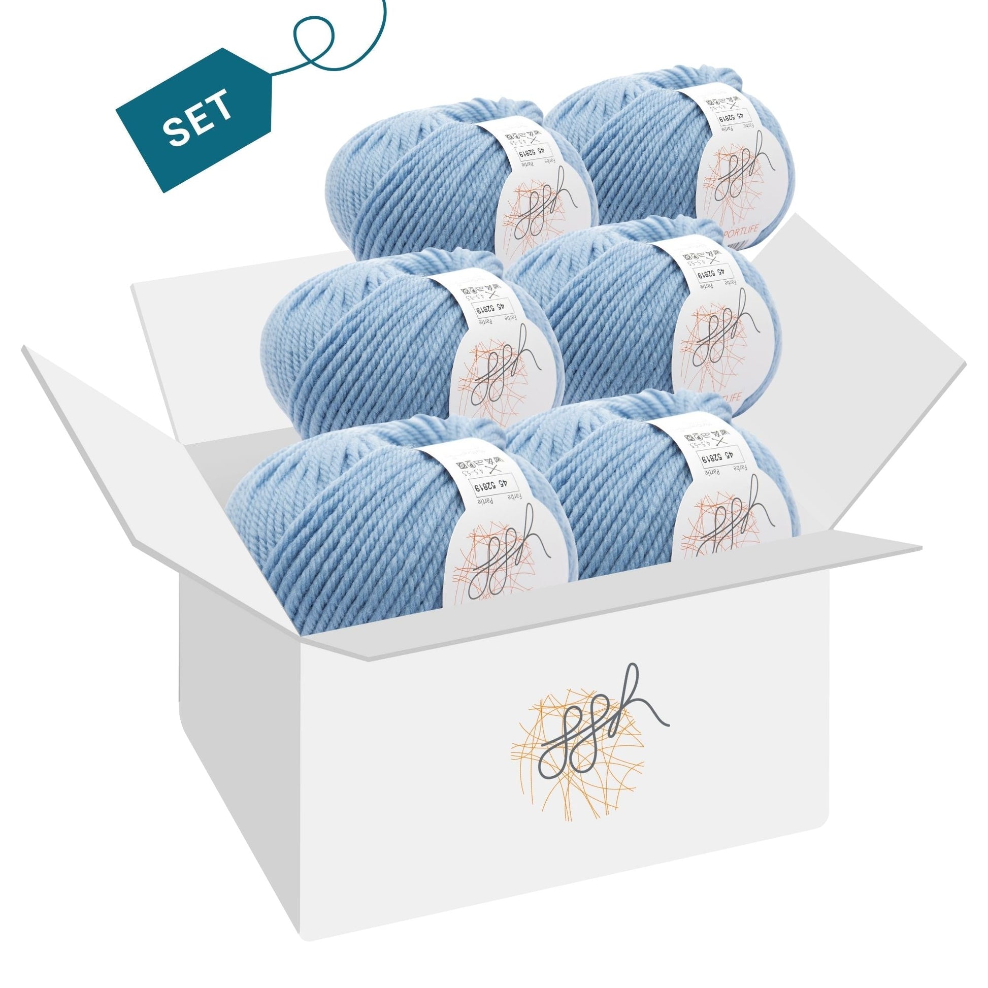 ggh Sportlife Box | Set mit 300g (6x50g) | 045 – Hellblau - Strickwolle - Handarbeiten - 4