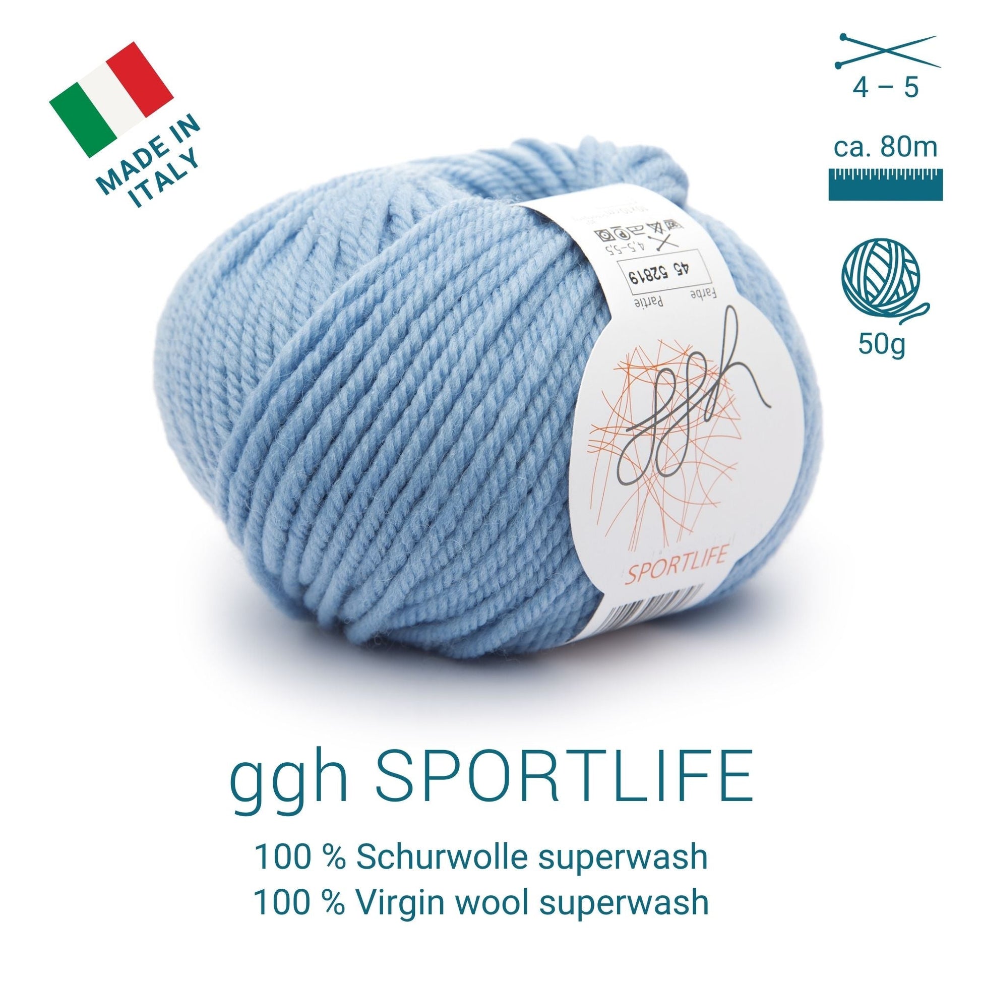 ggh Sportlife Box | Set mit 300g (6x50g) | 045 – Hellblau - Strickwolle - Handarbeiten - 5