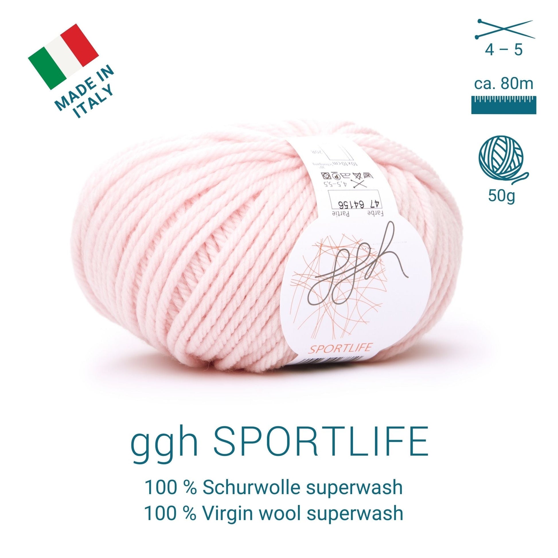 ggh Sportlife | Schurwolle | 80m/50g | 047 - Rosé - Handarbeiten - 2