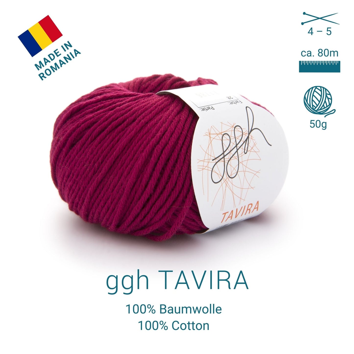 ggh Tavira | 100% Baumwolle | 80m/50g | 028 - Scharlachrot - Handarbeiten - 3