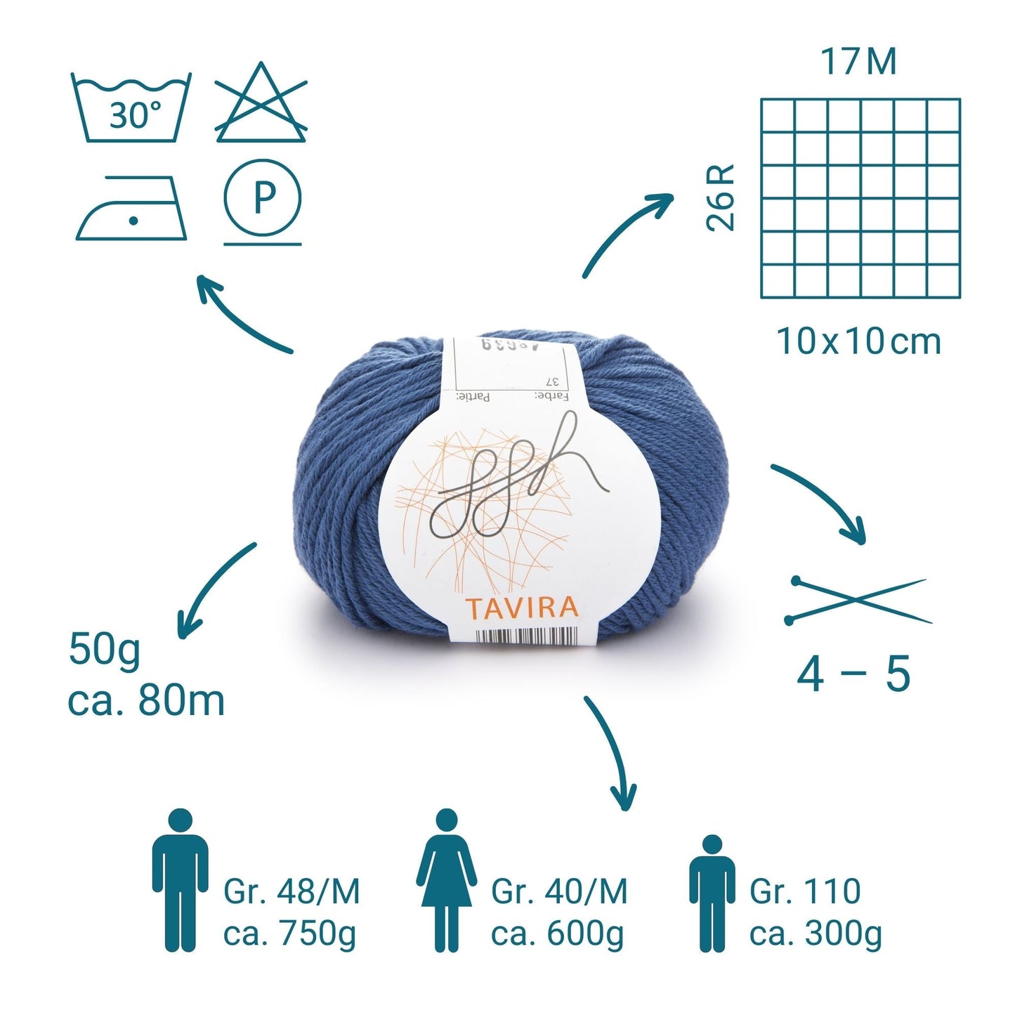 ggh Tavira | 100% Baumwolle | 80m/50g | 037 - Weiches Indigo - Handarbeiten - 4